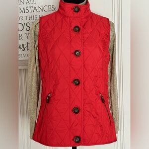 Ralph Lauren Polo Golf Red Full Zip Quilted Puffer Lined Vest Women's Medium